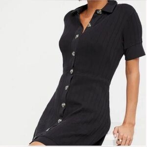 FREE PEOPLE BEACH NEW AFTERNOON RIBBED COLLARED BUTTON FRONT DRESS